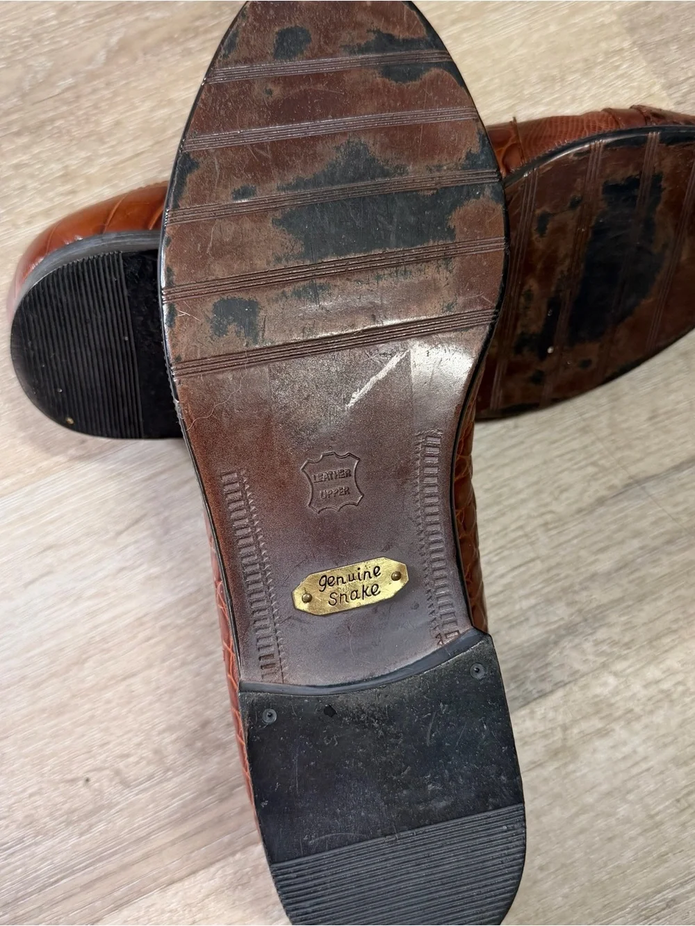 Stacy Adams Cognac Croc-Embossed Leather Slip-On Loafers